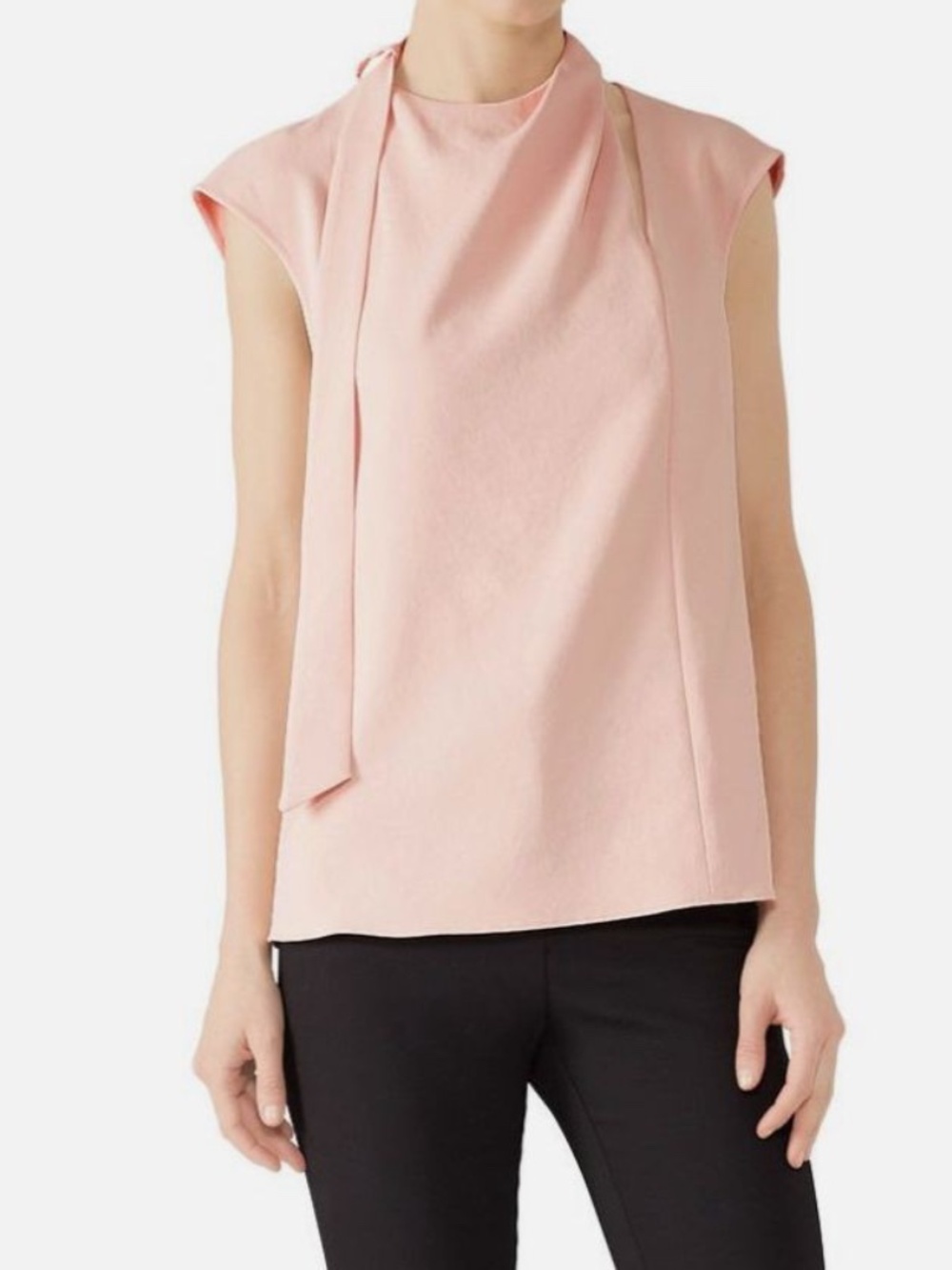 Tibi Blush Pink Chalky Drape Pleated Sleeveless Top Size 4